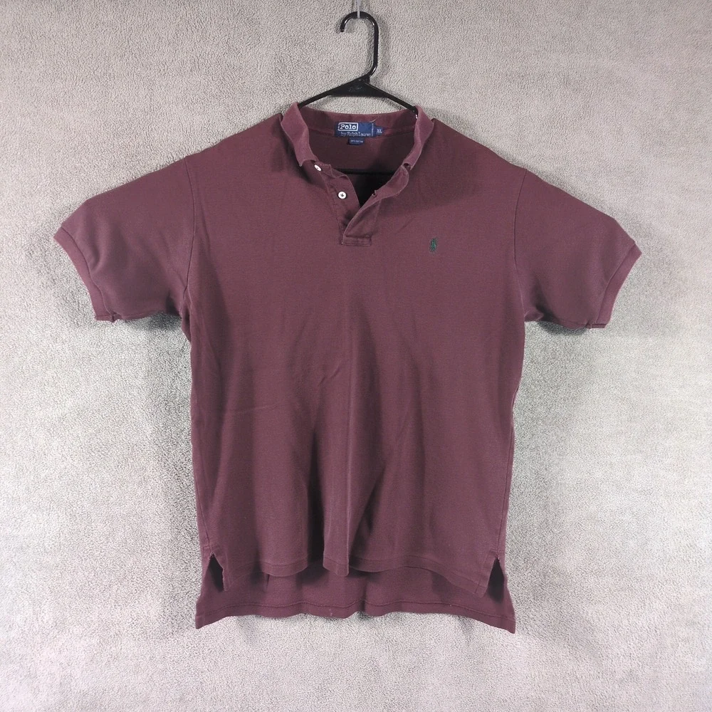 Polo Ralph Lauren Mens XL Burgundy Maroon Short Sleeve‎ Pique Polo Shirt